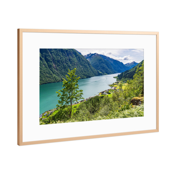 Poster mit Rahmen Kupfer "Landschaft am Fjærlandfsjord" artboxONE - Natur,Reise,Reise / Strand und Meer,Reise / Länder