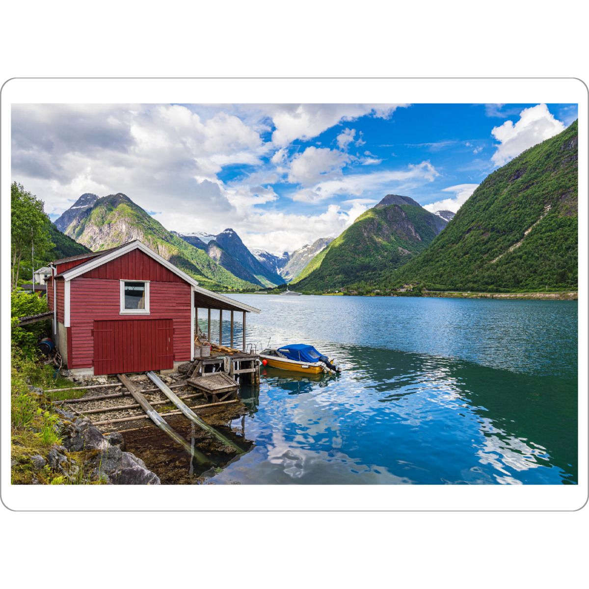 Tischset "Holzhütte am Fjærlandfsjord" artboxONE - Natur,Reise,Architektur,Reise / Strand und Meer,Reise / Länder