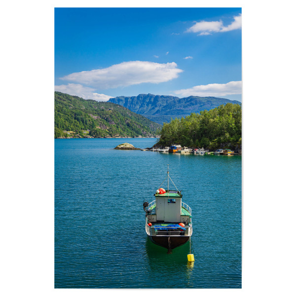 Poster "Fischerboot im Åkrafjord" artboxONE - Natur,Reise,Reise / Strand und Meer,Reise / Länder
