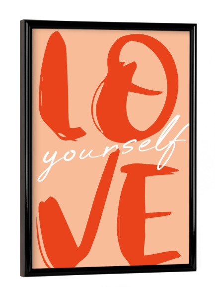 Poster mit schwarzem Rahmen "Love Yourself rot" artboxONE - Typografie,Menschen,Liebe - Liebe,Selbstliebe,Motivation,Rot,Positiv