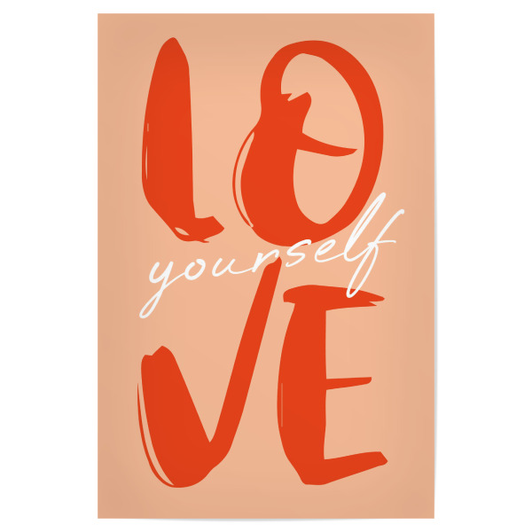 Poster "Love Yourself rot" artboxONE - Typografie,Menschen,Liebe - Liebe,Selbstliebe,Motivation,Rot,Positiv