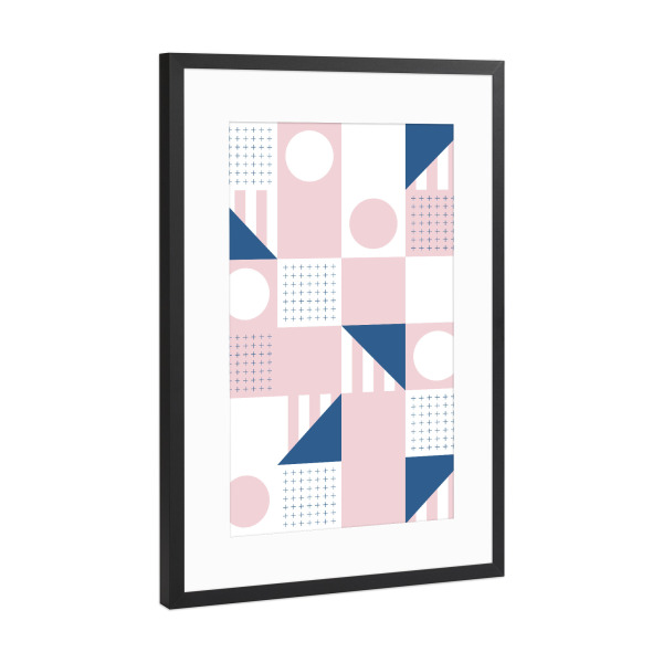 Poster mit Rahmen Schwarz (Metallic) "Riviera Tiles Pink Vibes" artboxONE - Abstrakt,Geometrie