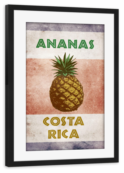 Poster mit Rahmen schwarz "Ananas Costa Rica" artboxONE - Reise,Essen & Trinken,Reise / Länder,Essen & Trinken / Obst & Gemüse