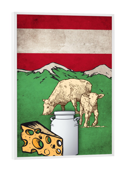 Poster mit weißem Rahmen "Austria Milch" artboxONE - Reise,Essen & Trinken,Reise / Länder