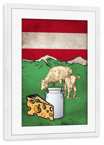 Poster mit Rahmen weiß "Austria Milch" artboxONE - Reise,Essen & Trinken,Reise / Länder