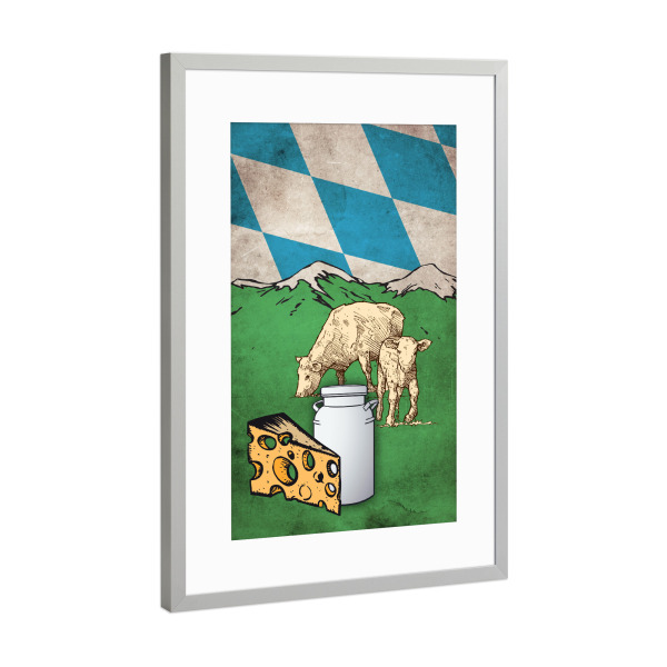 Poster mit Rahmen Silber "Bayern Milch" artboxONE - Reise,Essen & Trinken,Reise / Länder