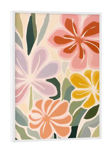 Poster mit weißem Rahmen "Pastell Blüten Romantik" artboxONE - Natur,Floral,Abstrakt