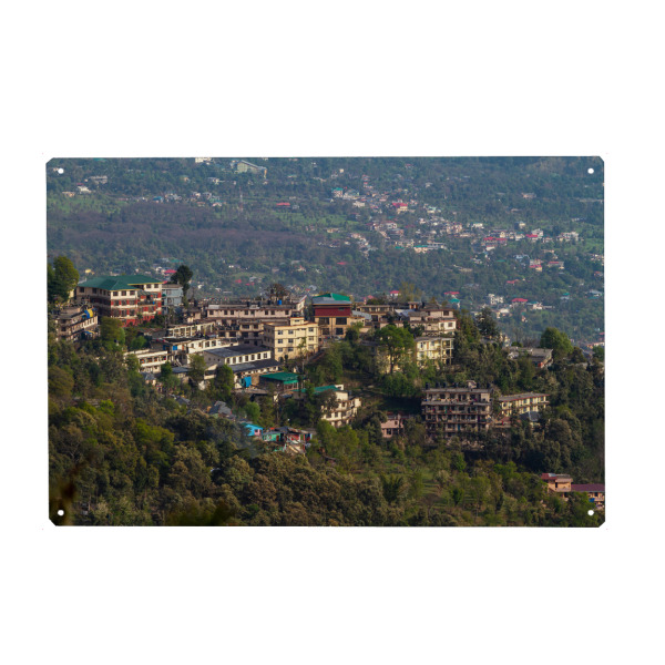 Holzbild "Die Stadt Dharamshala in Indien" artboxONE - Architektur,Reise / Asien - Dharamshala,Indien,Stadt,Buddha,Dalai lama,Landschaft,Himalaya