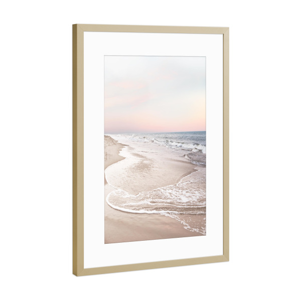 Poster mit Rahmen Gold "Corolla Sanfter Sonnenuntergang" artboxONE - Reise / Strand und Meer - Strand,Sand,Meer,Wellen,Himmel