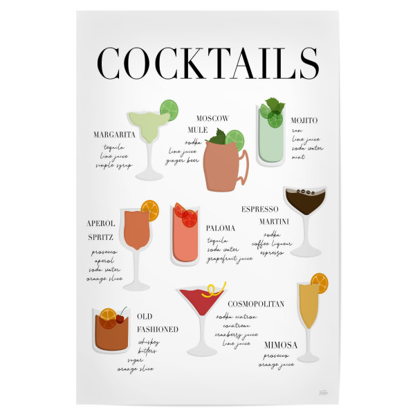 Poster "Cocktailkarte" artboxONE - Typografie,Menschen,Essen & Trinken / Alkohol