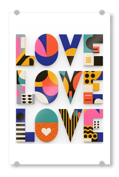 Acrylglasbild "Symmetrie Liebe" artboxONE - Typografie,Liebe,Buchstaben