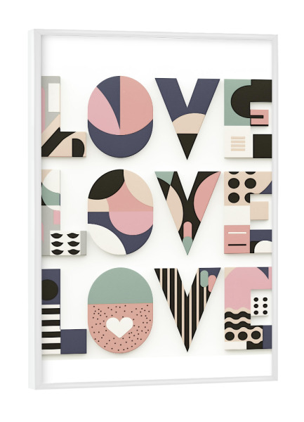 Poster mit weißem Rahmen "Love Love Love" artboxONE - Typografie,Geometrie,Liebe