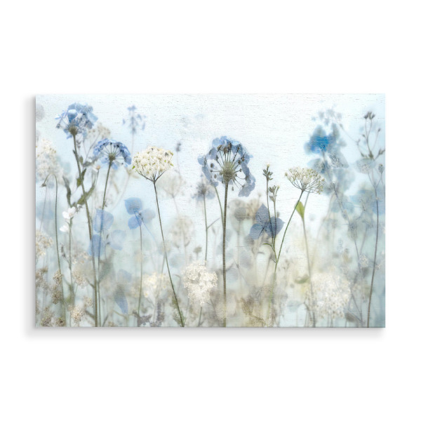 Holzbild "Flüstern am frühen Morgen" artboxONE - Natur,Floral - Blumen,Blumen,Blau