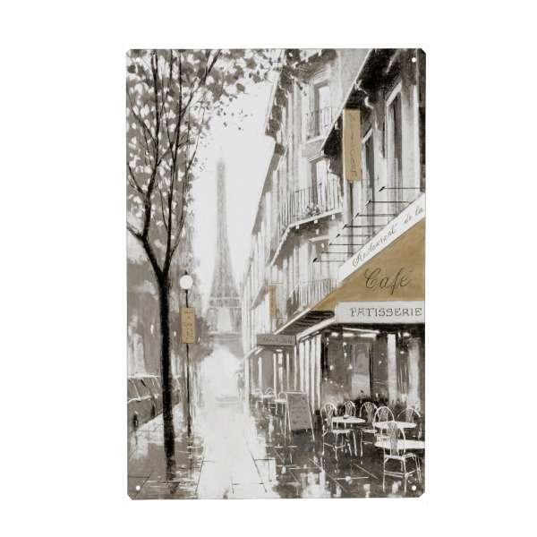 Metall Poster "Schlendern Sie durch Paris" artboxONE - Reise,Architektur,Städte / Paris - Paris,Reisen,Straßenszene,Straße,Geschäfte - Blechschild
