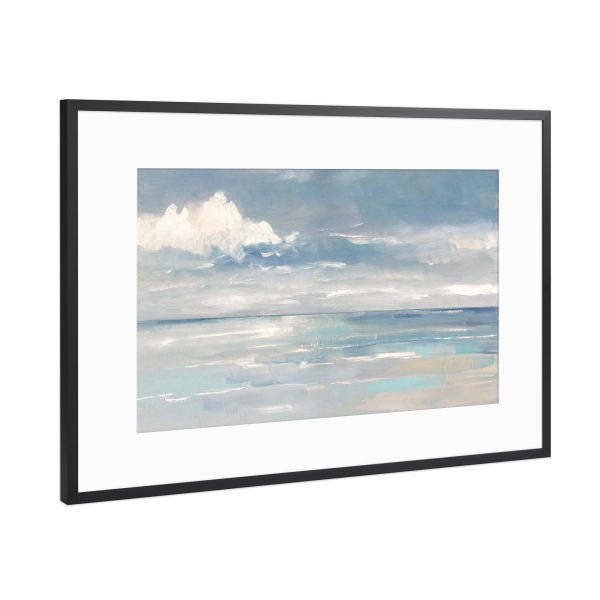 Poster mit Rahmen Schwarz (Metallic) "Sunset Seaside" artboxONE - Abstrakt,Reise / Strand und Meer - Ozean,Blau,Horizont,Küste,Küste