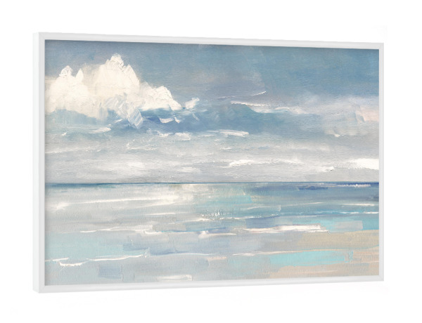 Poster mit weißem Rahmen "Sunset Seaside" artboxONE - Abstrakt,Reise / Strand und Meer - Ozean,Blau,Horizont,Küste,Küste