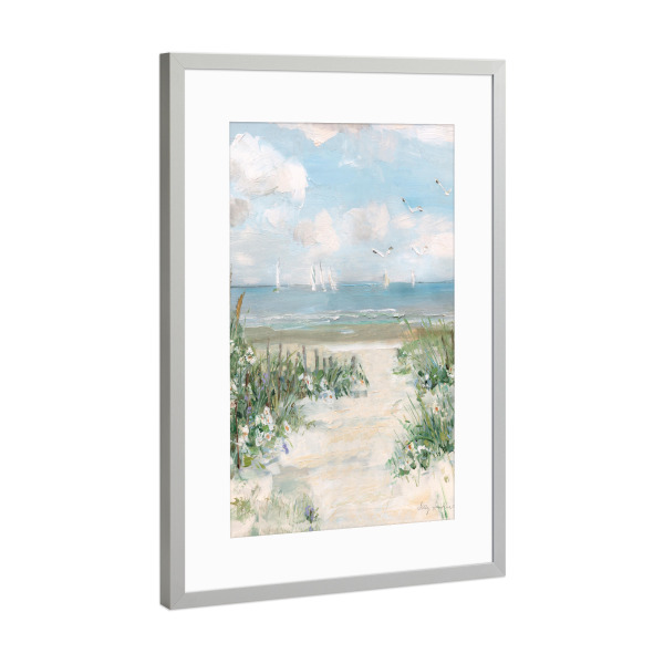 Poster mit Rahmen Silber "Anker weg" artboxONE - Abstrakt,Reise / Strand und Meer - Boote,Vögel,Segelboote,Strand,Küste,Küste,Weg,Meer