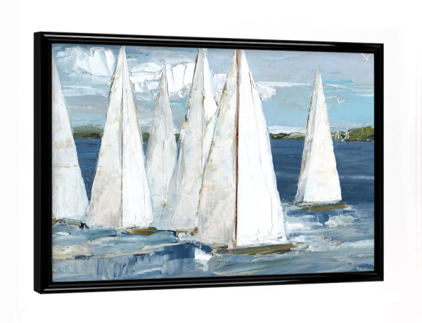 Poster mit schwarzem Rahmen "Weiße Segel" artboxONE - Abstrakt,Reise / Strand und Meer - Boot,Boote,Segelboot,Küste,Küste,Ozean