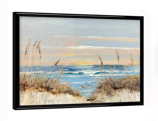 Poster mit schwarzem Rahmen "Küstenpromenade" artboxONE - Reise / Strand und Meer - Strand,Küste,Küstenkunst,Küstenlandschaft,Strandläufer