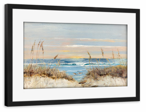 Poster mit Rahmen schwarz "Küstenpromenade" artboxONE - Reise / Strand und Meer - Strand,Küste,Küstenkunst,Küstenlandschaft,Strandläufer