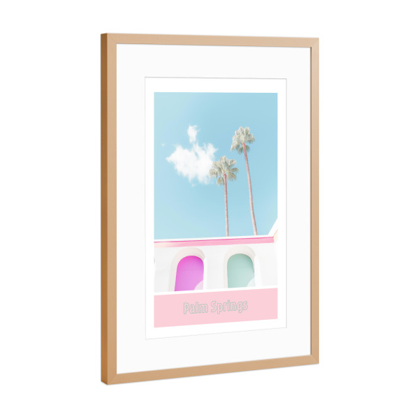 Poster mit Rahmen Kupfer "Palm Springs Pastellfarben" artboxONE - Typografie,Architektur,Reise / Länder
