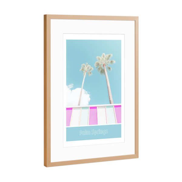 Poster mit Rahmen Kupfer "Palm Springs-hellblau" artboxONE - Typografie,Architektur,Reise / Länder