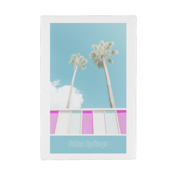 Metall Poster "Palm Springs-hellblau" artboxONE - Typografie,Architektur,Reise / Länder