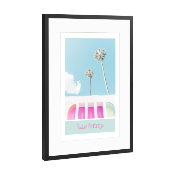 Poster mit Rahmen Schwarz (Metallic) "Pastel Palm Springs" artboxONE - Typografie,Architektur,Reise / Länder