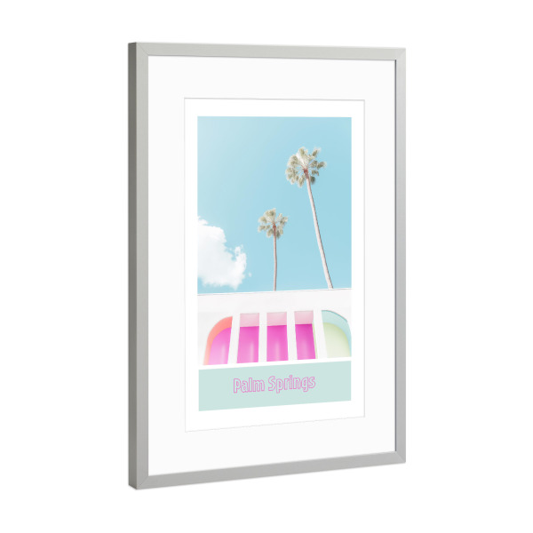 Poster mit Rahmen Silber "Pastel Palm Springs" artboxONE - Typografie,Architektur,Reise / Länder