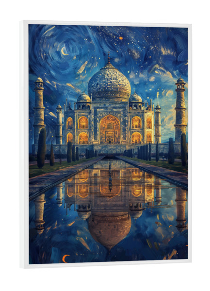 Poster mit weißem Rahmen "Taj Mahal - Van Gogh" artboxONE - Städte,Reise,Architektur