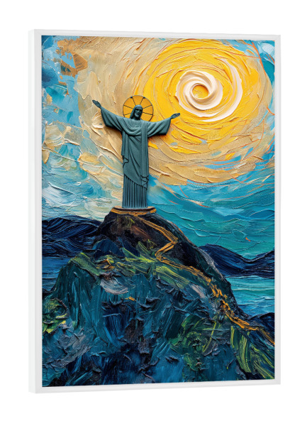 Poster mit weißem Rahmen "Cristus Redentor - Van Gogh" artboxONE - Städte,Reise,Städte / Rio de Janeiro