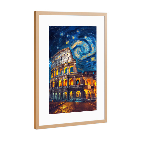 Poster mit Rahmen Kupfer "Kolosseum in Rom - Van Gogh" artboxONE - Städte,Reise,Architektur,Städte / Rom