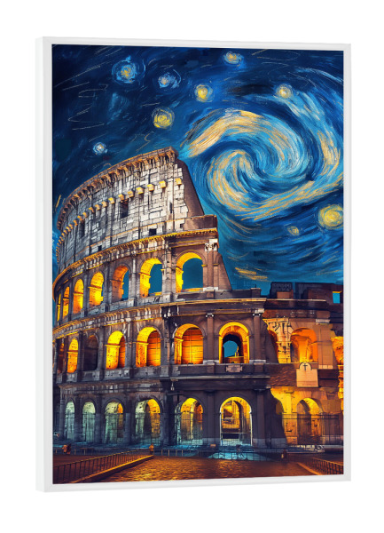 Poster mit weißem Rahmen "Kolosseum in Rom - Van Gogh" artboxONE - Städte,Reise,Architektur,Städte / Rom