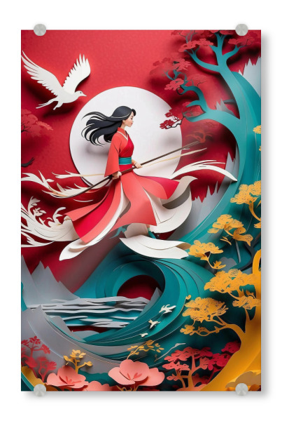 Acrylglasbild "Japanese warrior paper" artboxONE - Comic,Abstrakt