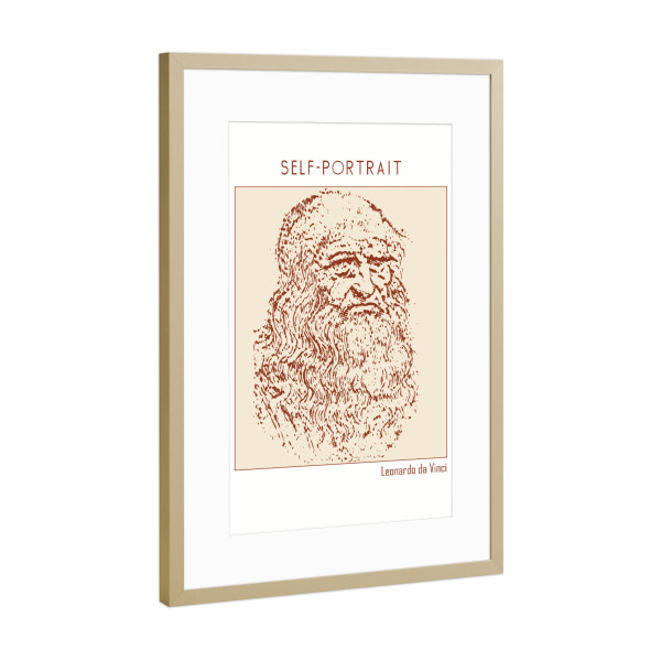 Poster mit Rahmen Gold "Self-portrait by Leonardo da Vinci" artboxONE - Abstrakt
