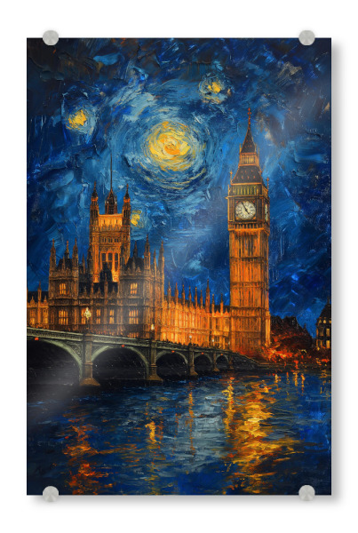 Acrylglasbild "Big Ben im Stil von Van Gogh" artboxONE - Städte / London,Reise,Architektur