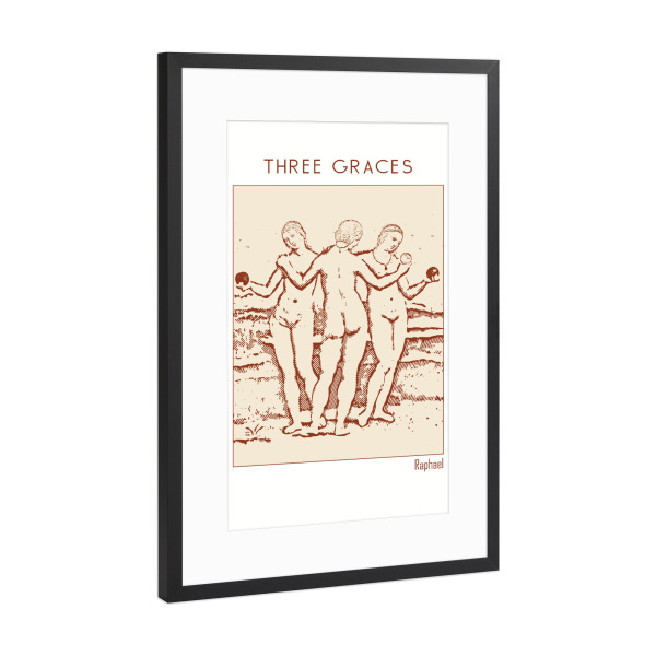 Poster mit Rahmen Schwarz (Metallic) "Drei Grazien von Raphael" artboxONE - Abstrakt