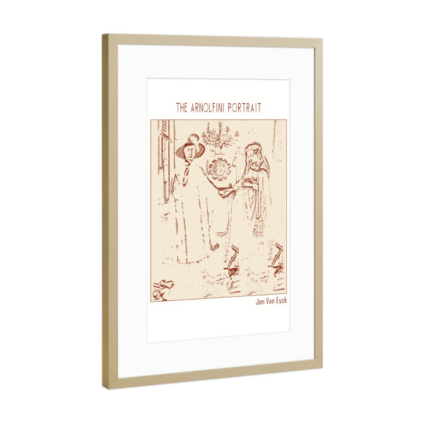 Poster mit Rahmen Gold "Das Arnolfini-Porträt" artboxONE - Abstrakt