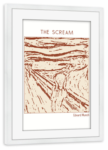 Poster mit Rahmen weiß "Der Schrei – Edvard Munch" artboxONE - Abstrakt