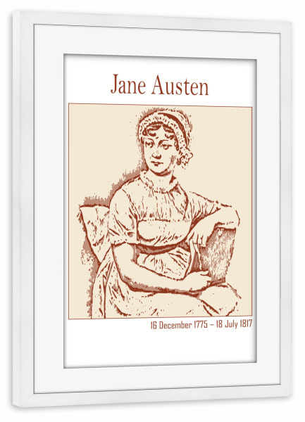 Poster mit Rahmen weiß "Jane Austen – English novelist" artboxONE - Abstrakt