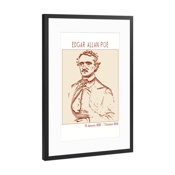 Poster mit Rahmen Schwarz (Metallic) "Edgar Allan Poe" artboxONE - Abstrakt