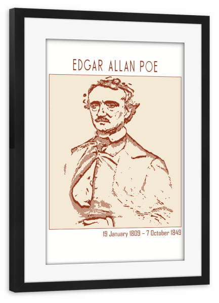 Poster mit Rahmen schwarz "Edgar Allan Poe" artboxONE - Abstrakt