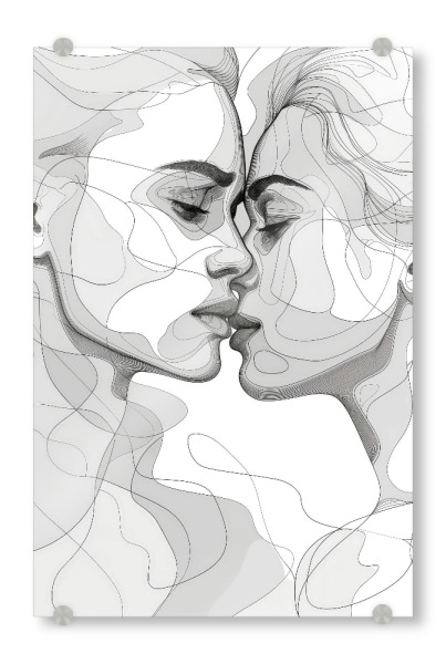 Acrylglasbild "Linienkunst Liebe ist Liebe" artboxONE - Menschen,Liebe - Liebe,Liebhaber,Schwarz und weiß,Grafik,Linien,Linie