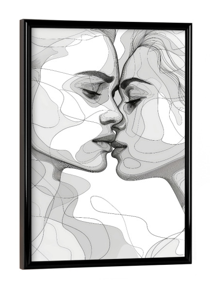 Poster mit schwarzem Rahmen "Linienkunst Liebe ist Liebe" artboxONE - Menschen,Liebe - Liebe,Liebhaber,Schwarz und weiß,Grafik,Linien,Linie
