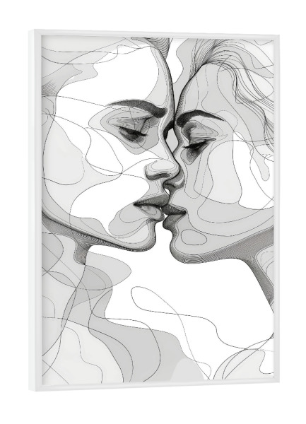 Poster mit weißem Rahmen "Linienkunst Liebe ist Liebe" artboxONE - Menschen,Liebe - Liebe,Liebhaber,Schwarz und weiß,Grafik,Linien,Linie