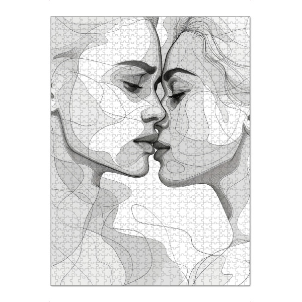 Puzzle Ravensburger "Linienkunst Liebe ist Liebe" artboxONE - Menschen,Liebe - Liebe,Liebhaber,Schwarz und weiß,Grafik,Linien,Linie - Bild liebe