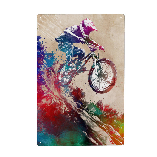 Metall Poster "BMX Biker Sport Art H" artboxONE - Sport,Sport / Sommerspiele - Fahrrad,Radfahren,Fahrrad,Biker,Radfahrer,Grafik,Bmx - Blechschild