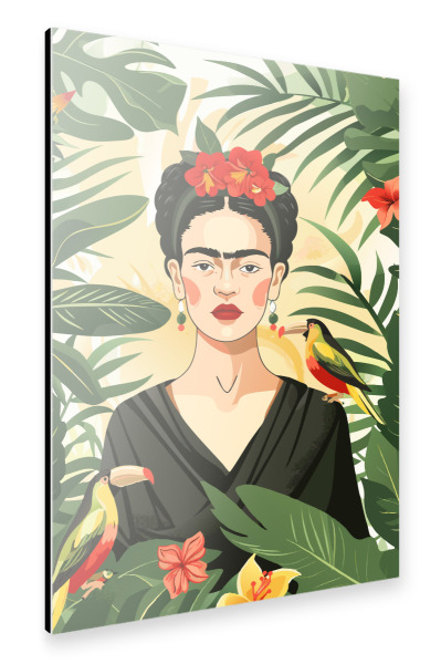 Alu-Dibond "Frida kahlo with birds" 30x20 cm artboxONE