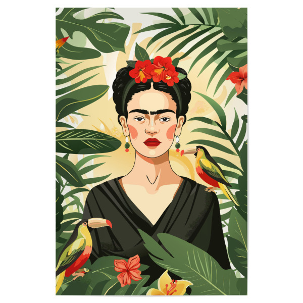 Poster 30x20 cm "Frida kahlo with birds" artboxONE - Floral,Menschen