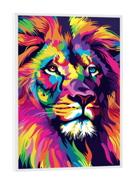 Poster mit weißem Rahmen "Lion colorful pop art" artboxONE - Tiere
